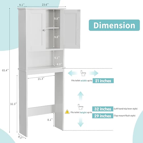 Shintenchi Over the Toilet Storage Cabinet, Bathroom Shelf, White - Image 3
