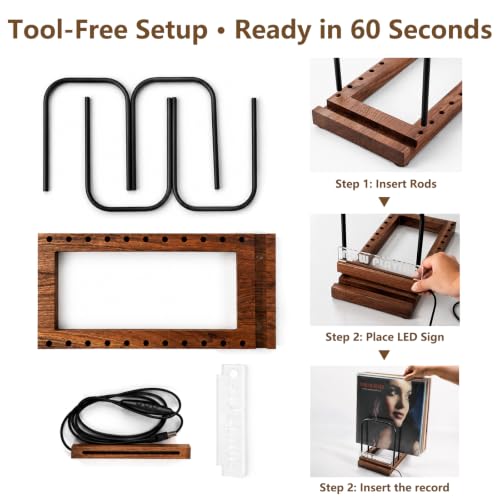 Vinyl Record Storage Holder for 50-75 LPs, Wood - Image 5