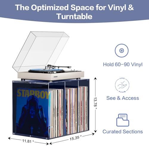Bikoney Vinyl Record Storage,Stackable Cube Acrylic Vinyl - Image 6