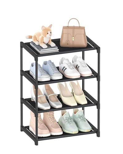 HITHIM 4 Tiers Small Shoe Rack,Narrow Stackable Shoe Shelf - Image 2