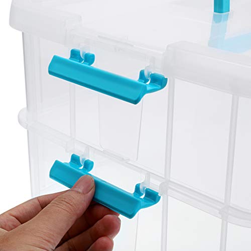 JUXYES 2-Tiers Plastic Stack Carry Storage Containers Box wih - Image 6