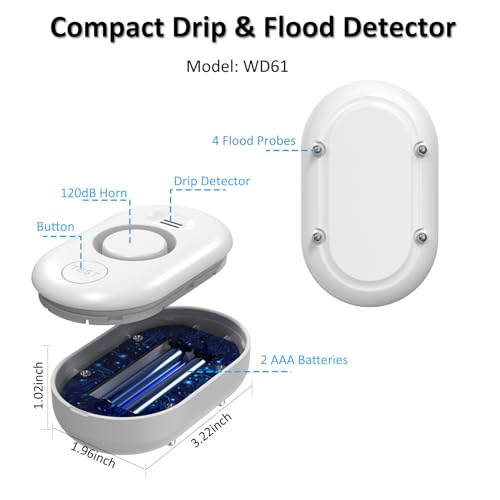Water Leak Detector for Home, 100dB Water Sensor Alarm - Image 3