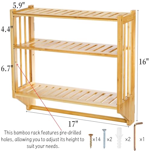 Goaste Bamboo Over The Toilet Storage Shelf, 3-Tier Wall - Image 3
