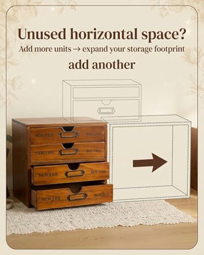 Modular Stackable Apothecary Cabinet 4 Drawer Desk | Home Organization - Image 7