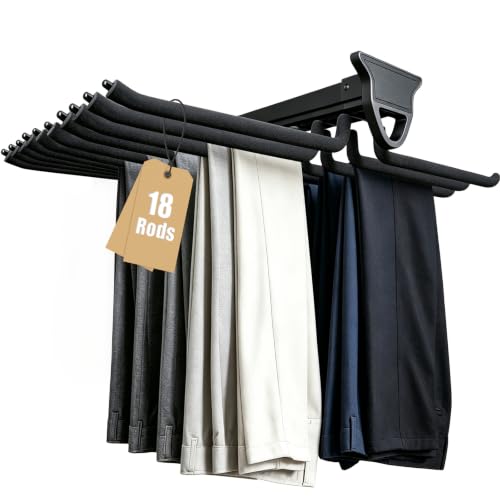 Pull Out Pants Rack for Closet, 18 Arms Steel Trouser Rack - Image 2