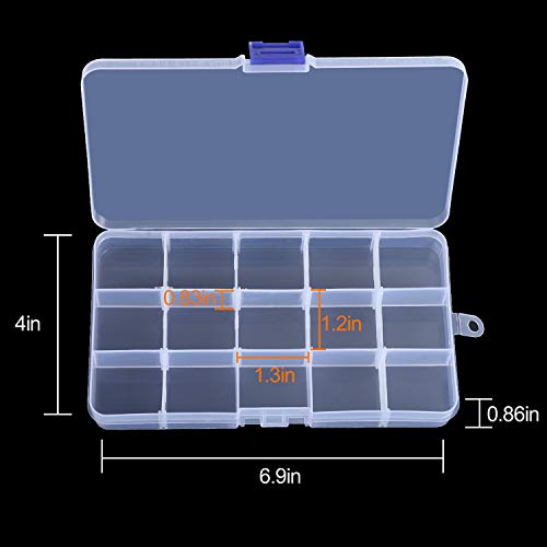 KINJOEK 10 Pack 15 Grids Plastic Bead Organizer Containers - Image 3