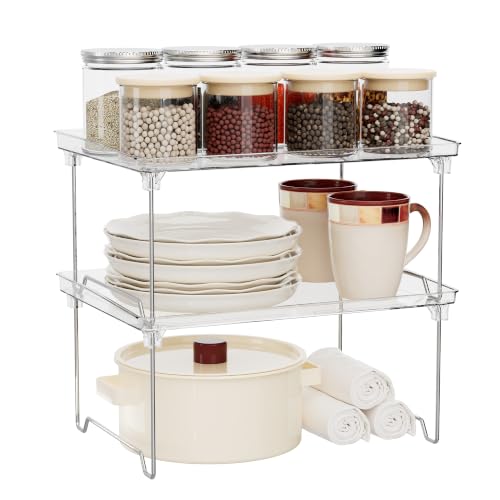 STARLATTA 2 Pcs Cabinet Organizer Shelf, Stackable Kitchen - Image 2