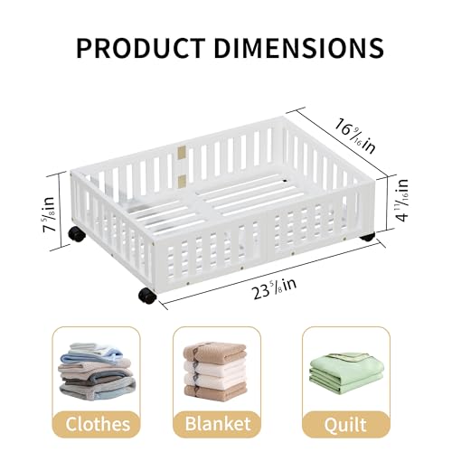 Under Bed Storage with Wheels, 2 Pcs Bamboo Drawers - Image 3
