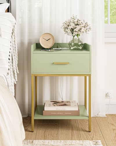 Nightstand with Charging Station,3-Tier Modern Bedside Table - Image 5