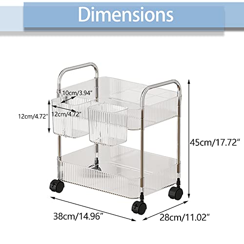2-Tier Utility Rolling Cart Storage Organizer Sofa Side Table - Image 8