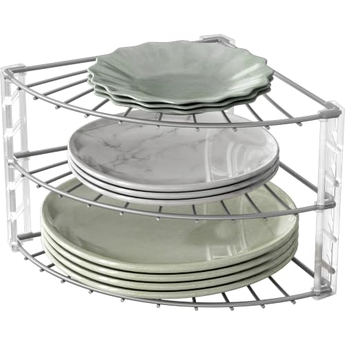 Simple Houseware 3-Tier Counter Corner Shelf Organizer, Silver - Image 2