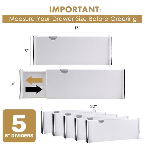 RAPTUROUS White Expandable Drawer Dividers (5" Tall, 13"-22" Long - Image 3
