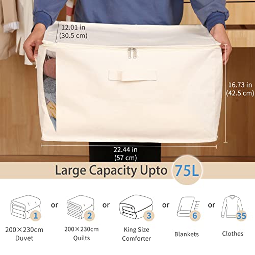 3 Pack Canvas Comforter & Blanket Storage Bags with Clear - Image 4