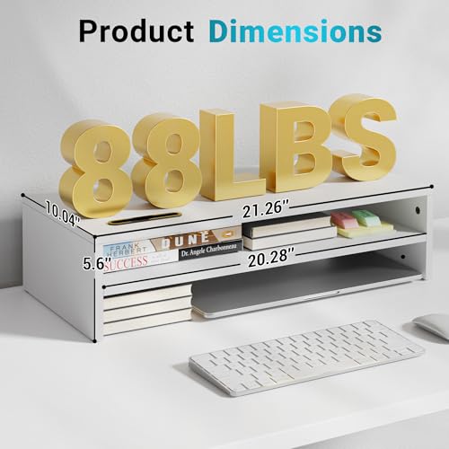 BONTEC Wood Monitor Stand Riser, 2-Tier Desktop Organizer - Image 6