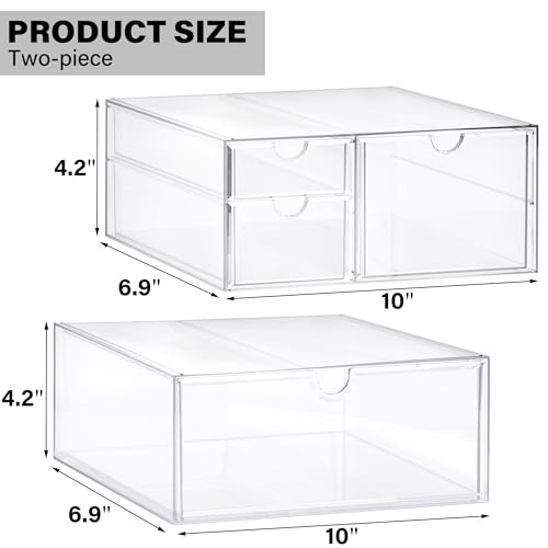 Prsildan Acrylic Drawer Makeup Organizer with 4 Drawers - Image 4