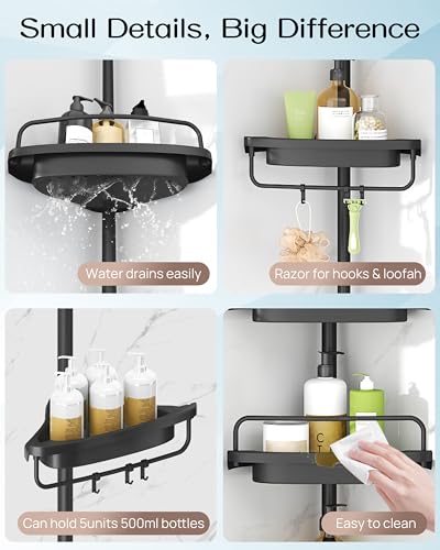 Corner Shower Caddy Tension Pole for Shampoo Holder, Stainless - Image 7