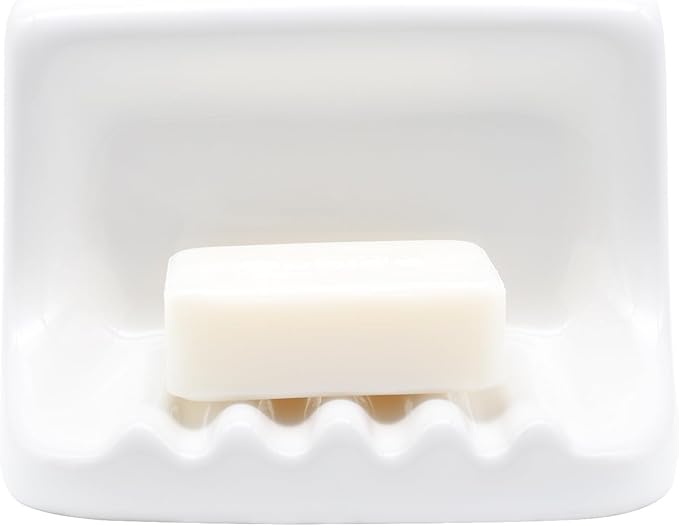 White Vintage Mounted Ceramic Soap Dish for Shower Wall,Retro Ceramic Soap Holder Porcelain Soap Dish Holder Tray for Home Bathtub Bathroom Sink Shower Wall Easy to Clean Keep Soap Dish Dry