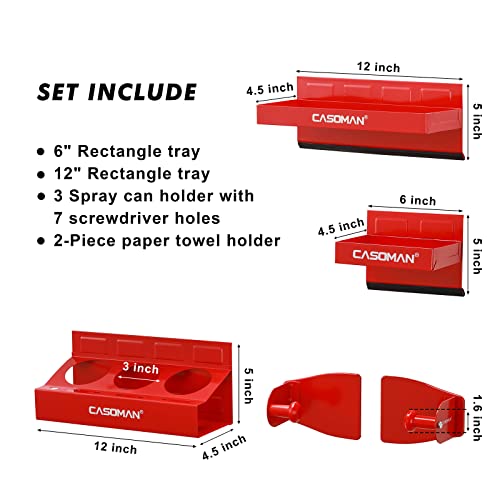 CASOMAN 4PCS Red Magnetic Toolbox Shelf, Tray - Image 3