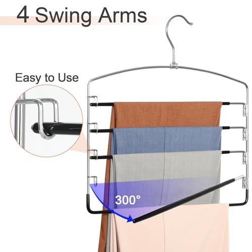 TOPIA HANGER Pant Hangers Space Saving 3 Pack with Non - Image 5
