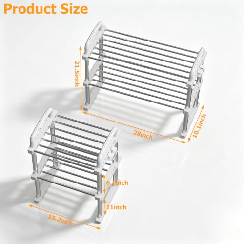 REBECAT Expandable Shoe Rack 2 Tier Stainless Steel Closet - Image 4