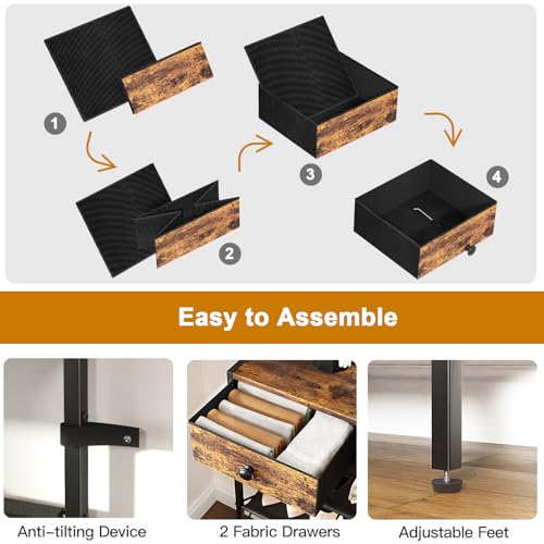 5 Tier Shoe Rack with 2 Drawers, Rustic Brown - Image 6
