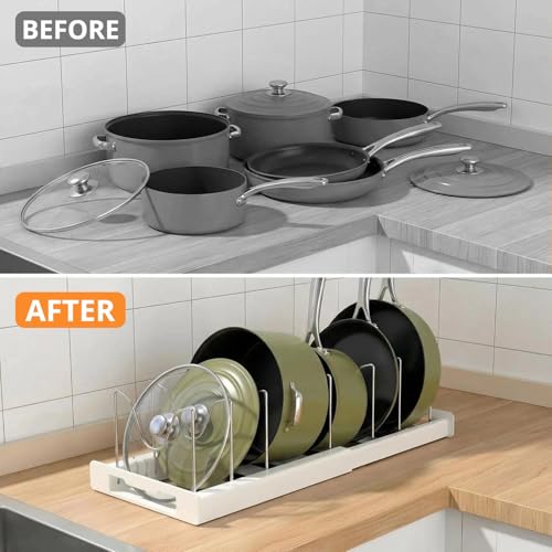 Expandable Pot and Pan Organizer Rack for Cabinet, Pot Lid - Image 7