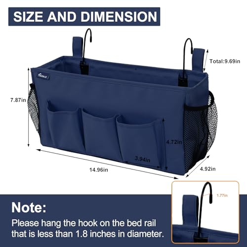 Surblue Bedside Organizer with Hook Bedside Caddy Hanging Storage - Image 3
