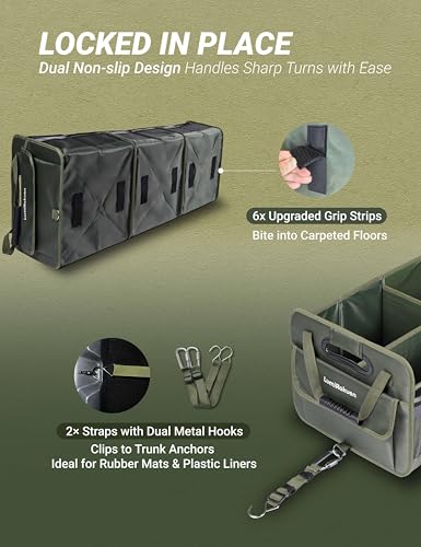 Heavy Duty Trunk Organizer with Lid for SUV & Truck (XL, Green) - Image 6