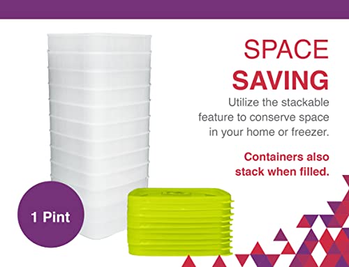 Arrow Freezer Containers, 1 Pint - 10 pk with Lids - Reusable - Image 7
