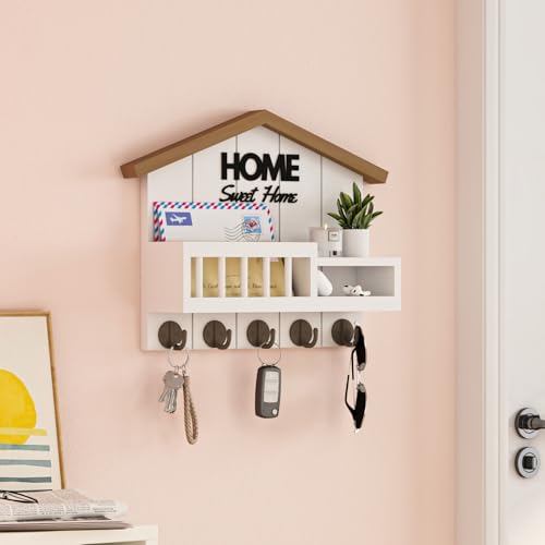 Key and Mail Holder for Wall, Wall Key Holder with Shelf - Image 6
