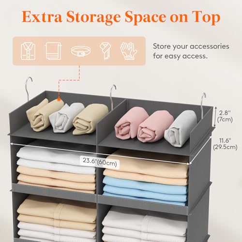 Lifewit 12 Sections Dual-Row Shelf Hanging Closet Storage - Image 7