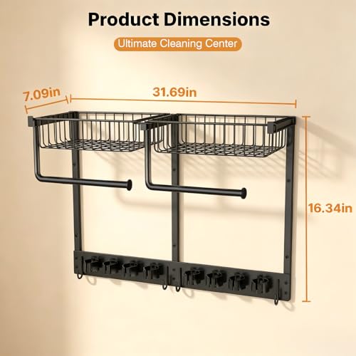 Broom Holder Wall Mount with Paper Towel Holder& | Home Organization - Image 3