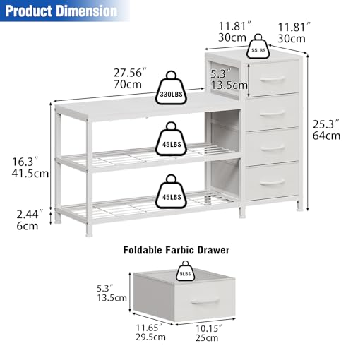 EXOTICA Industrial Shoe Storage Bench with 4 Drawers | All Products - Image 3