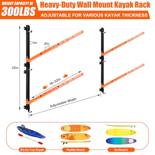 Kayak Storage Racks Garage Wall Mount Racks, 2 Tiers - Image 3