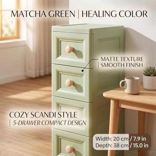 Slim Rolling Storage Cart, Tall Narrow Storage Cabinet - Image 4