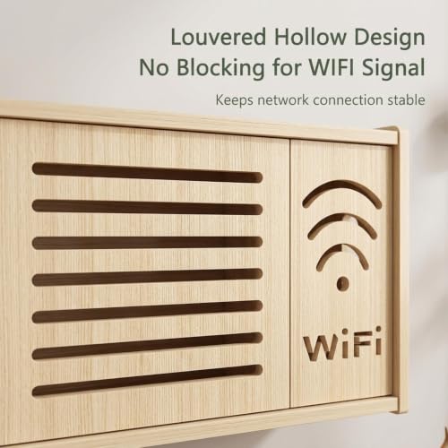 Wall Mounted Router Storage Box,Wood Wireless WiFi Router Shelf - Image 6