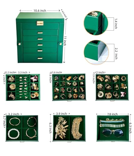 BOOVO Large Jewelry Box for Women 6 Layer - Image 5