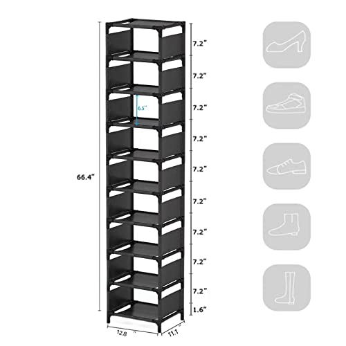 10-Tier Vertical Shoe Rack, Tall Narrow Shoe Shelf Space Saving - Image 4