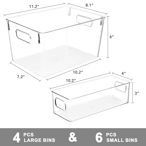 Tiawudi Set of 10 Clear Plastic Storage Bins, 4 | Home Organization - Image 4