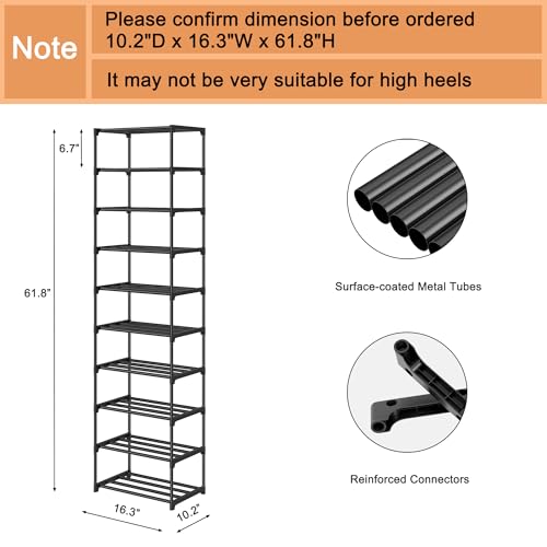 Autonomier 10 Tier Tall Shoe Rack (16.3" Wide), Narrow - Image 4