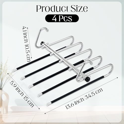 Pants Hangers Space Saving - 4 Pack 5-Tier Stainless Steel - Image 3