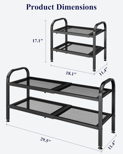 Kitsure Metal Expandable Shoe Rack, 18.1-29.5" x 11.4" x 17.1" - Image 4