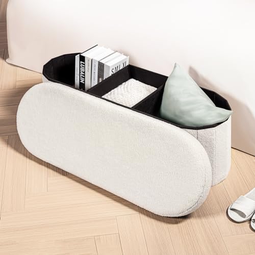 B FSOBEIIALEO 43.3" Sherpa Ottoman with Storage for Living - Image 3