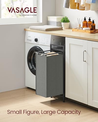 VASAGLE Laundry Sorter 1 Section, Rolling Cart with Shelf - Image 4