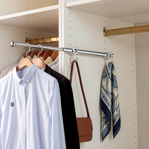 Valet Rod for Closet Pull Out with Hooks, Easy To Install - Image 3