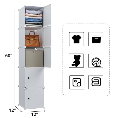 MAGINELS 5 Cube Storage Cabinet, Narrow Clothes Storage - Image 4