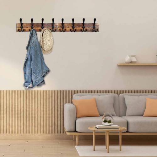 Coat Rack Wall Mount 31.5'' Coat Hanger Wall Mount Burnt - Image 3