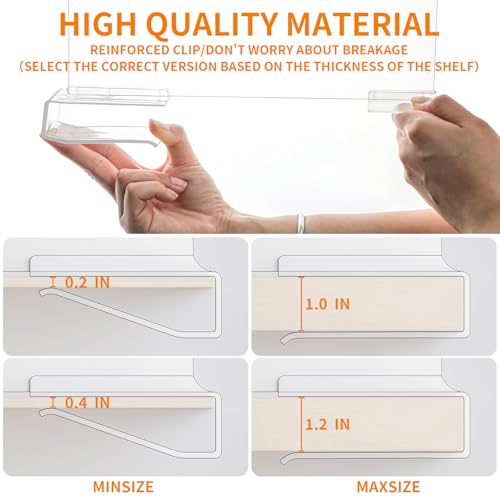 Yieach Adjustable Height Clear Shelf Dividers,6 Pack Acrylic - Image 5