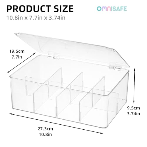 Divided Clear Plastic Organizer Bin with Hinge Lid, 8 - Image 3