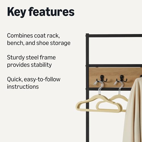 Amazon Basics Entry Bench with Hooks, Hall Tree with Shoe Storage - Image 5